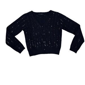 ⭐️ Mango Very Dark Navy Knit Cardigan with sequins- size medium